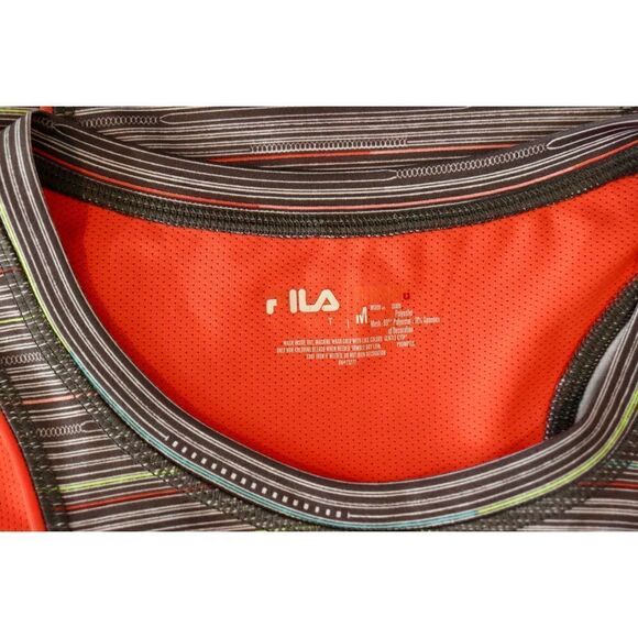 Fila Activewear Sportswear Grey Striped Fitted Running Top Shirt MEDIUM Sporty - Picture 2 of 9